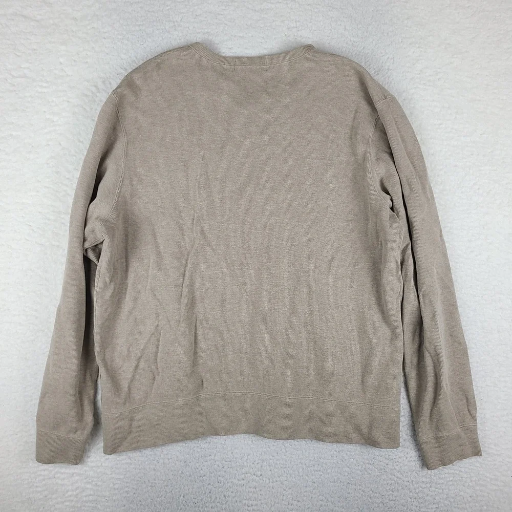 Polo Ralph Lauren Sweater Mens Large Tan Brown V Neck Sweatshirt 100% Cotton